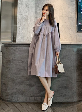 孕妇春装连衣裙中长款纯棉韩版大码时尚哺乳宽松网红休闲裙子潮妈