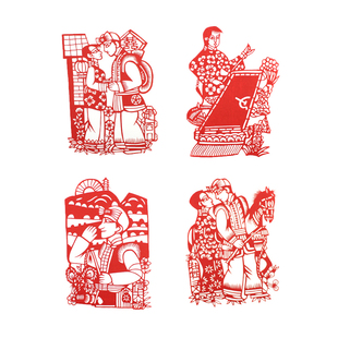 手工剪纸画窗花工艺品民俗风情陕北民歌剪纸旅游纪念品家居装饰