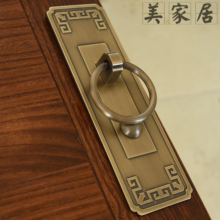 中式仿古纯铜拉手实木大门把手衣橱柜窗户黄铜大拉环复古门环配件