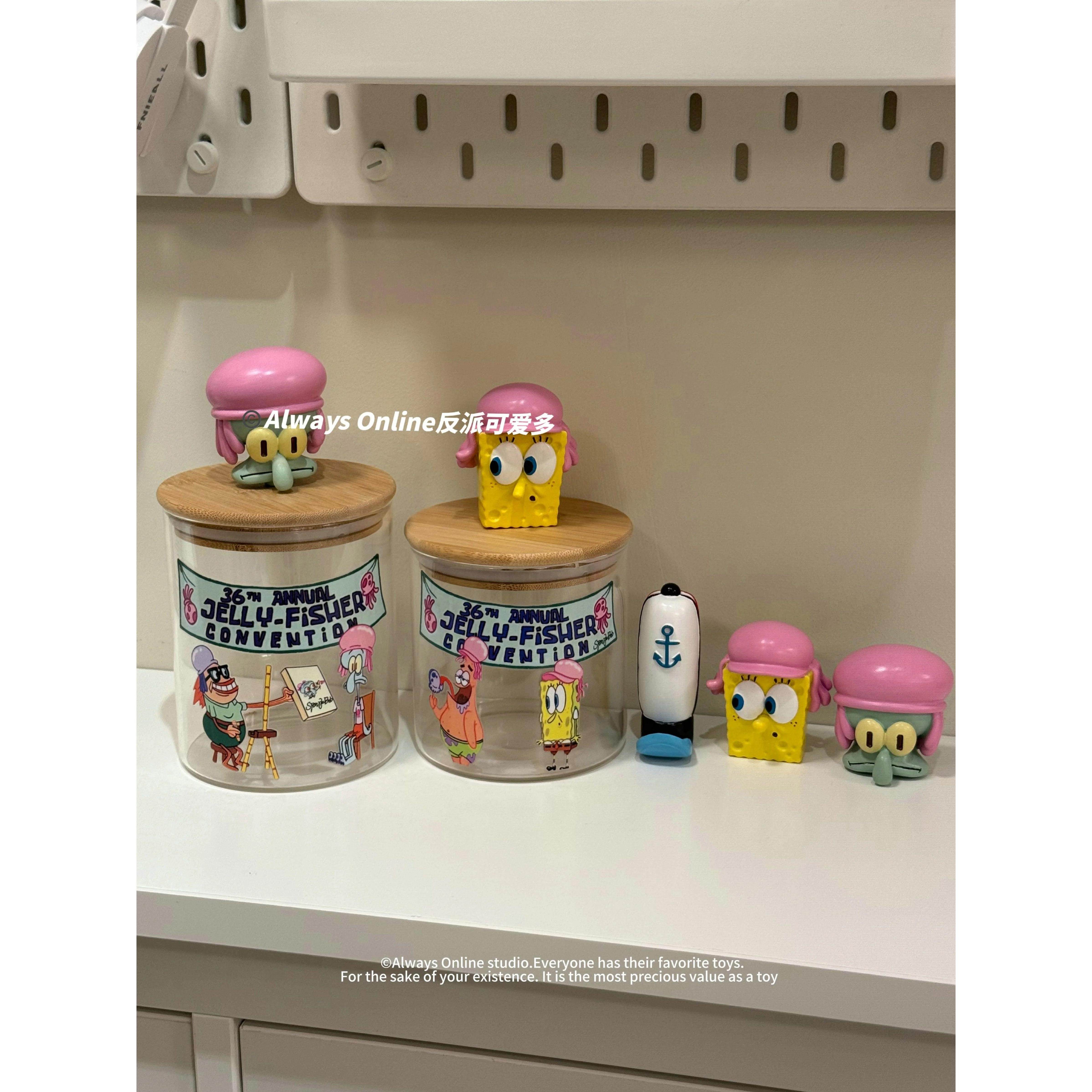 反派可爱多密封罐食品级储存罐海绵宝宝鱿鱼家庭储存装饰礼物