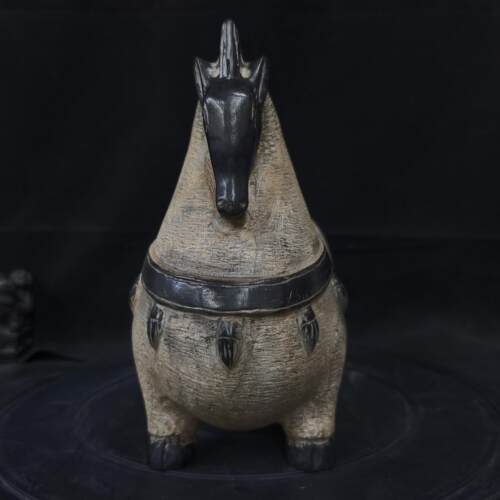 山西聚鹏阁石雕手工青石马摆件工艺品【高25厘米】客厅桌面摆件