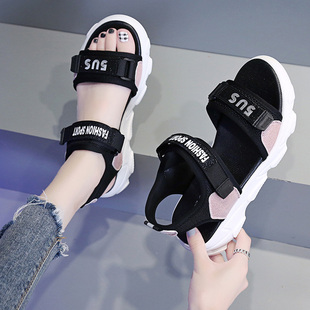 软底轻便大码 运动凉鞋 网红平底学生休闲沙滩鞋 女夏季 2021年新款