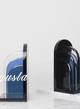 简约现代海洋之恋水晶书档摆件家居板房间书房书靠软装饰品样摆设