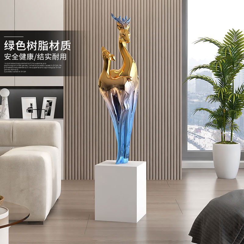 电镀福鹿客厅落地摆件沙发电视柜高端大气装饰品门店开业乔迁礼物,家居饰品,落地摆件,淘宝优惠券,粉丝福利购,淘宝优惠卷