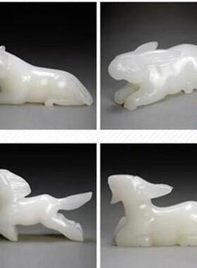 天然阿富汗白玉十二生肖摆件玉石生肖鼠牛虎兔龙蛇马羊猴鸡狗猪