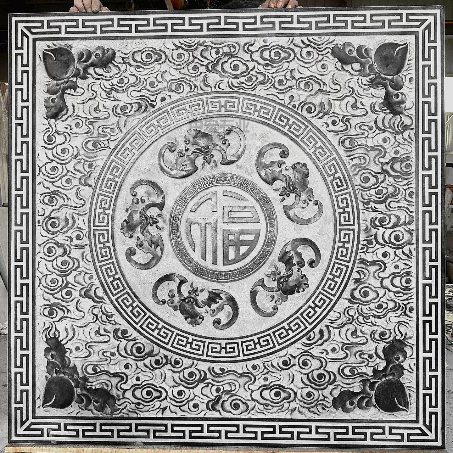 石雕浮雕壁画青石地雕镂空窗花福字石窗中式庭院玄关装饰画仿古