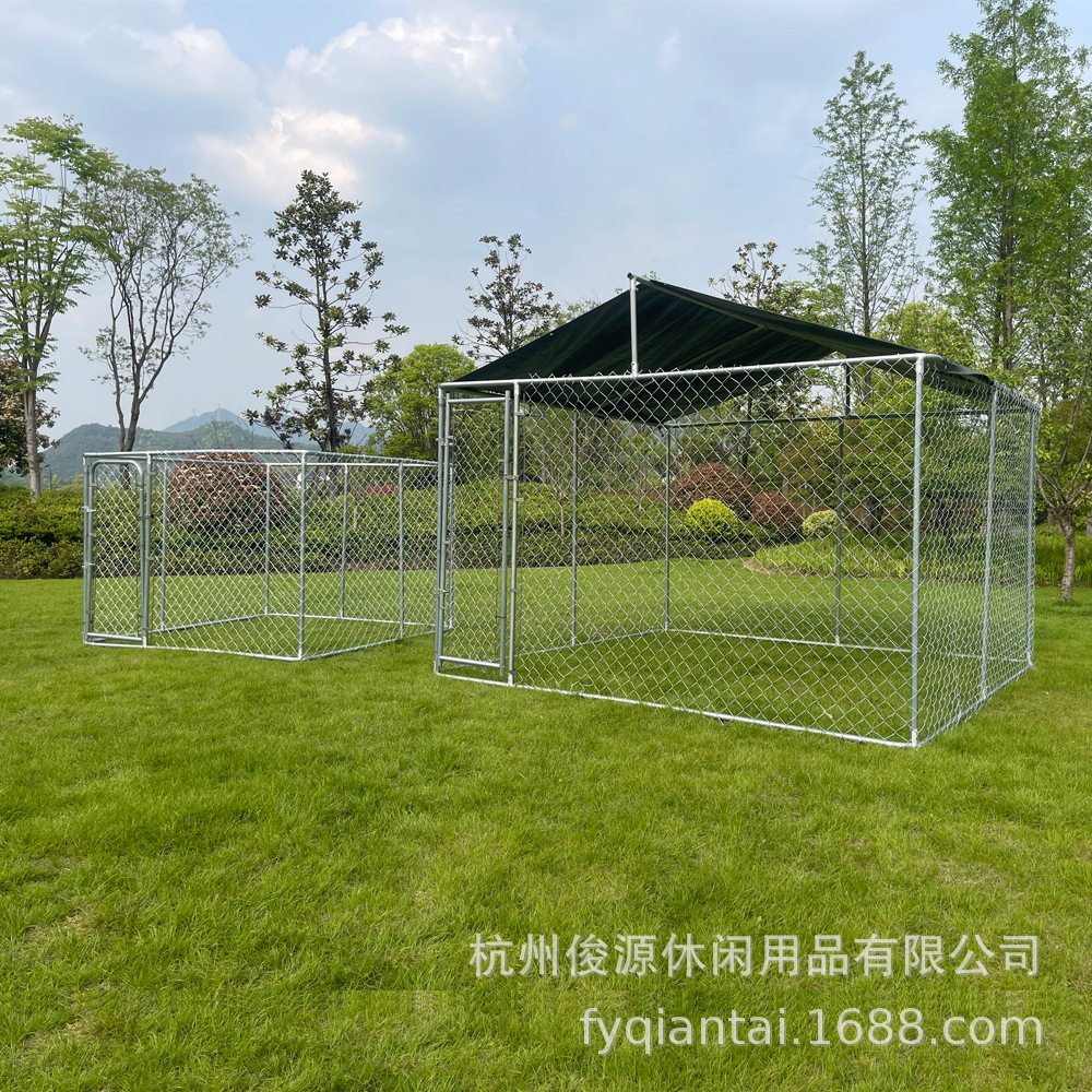 户外钢管搭建狗笼 大型犬类放养笼 宠物铁笼 狗跑笼 动物游乐棚