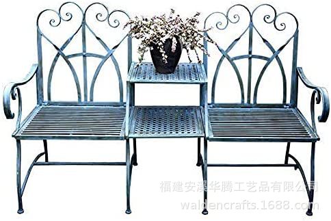 户外铁艺双人椅子茶几组合花园简约庭院美式复古桌椅阳台长椅