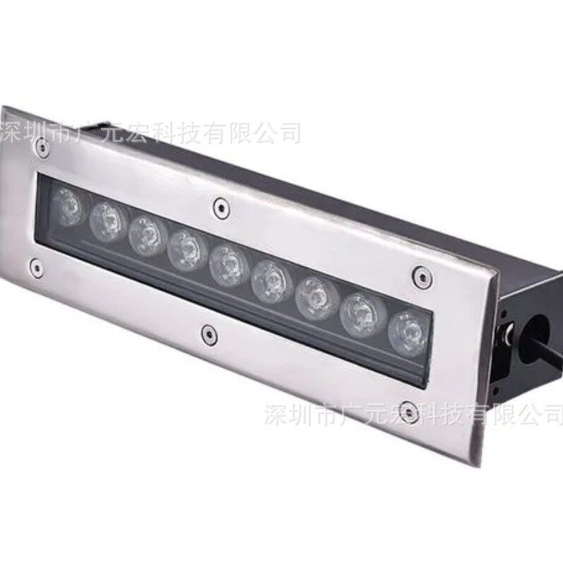 LED长方形地埋灯6W12W18W24W36W水下七彩灯不锈钢AC24V嵌入式RGB