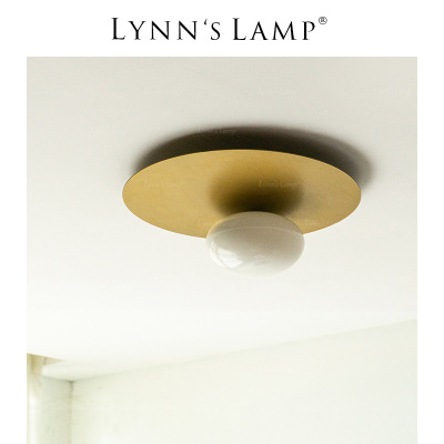 Lynn‘s立意 鸡蛋玻璃过道入户灯 美式复古走廊门道金色吸顶灯具