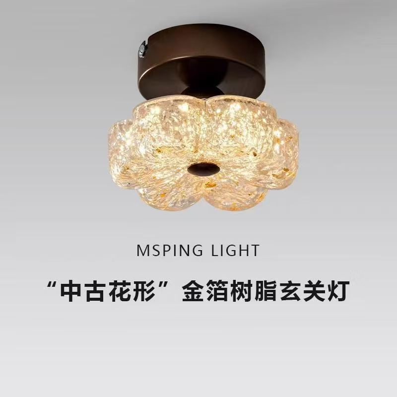 网红ins风花朵吸顶灯环保树脂柔光卧室灯日式北欧玄关走廊装饰灯
