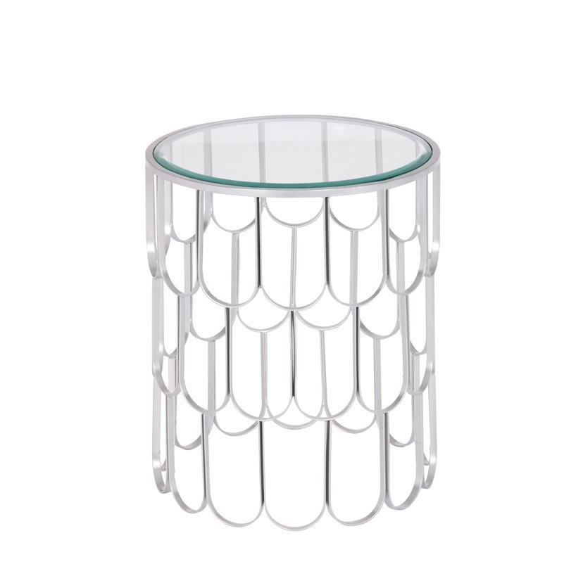 欧式镀金不锈钢鱼鳞茶桌