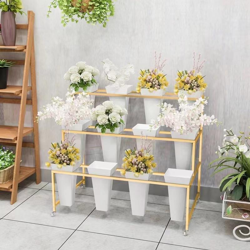 北欧阶梯多层鲜花展示架养花醒花展架花店铁艺花桶架摆摊花陈列架