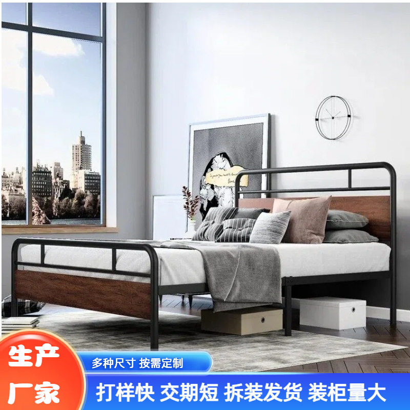 欧美外贸加固加厚铁艺双人床