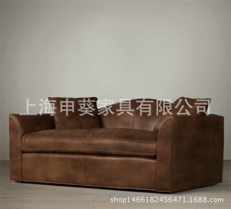 美式真皮沙发批发进口牛皮头层别墅酒店会所意大利油蜡皮沙发家用