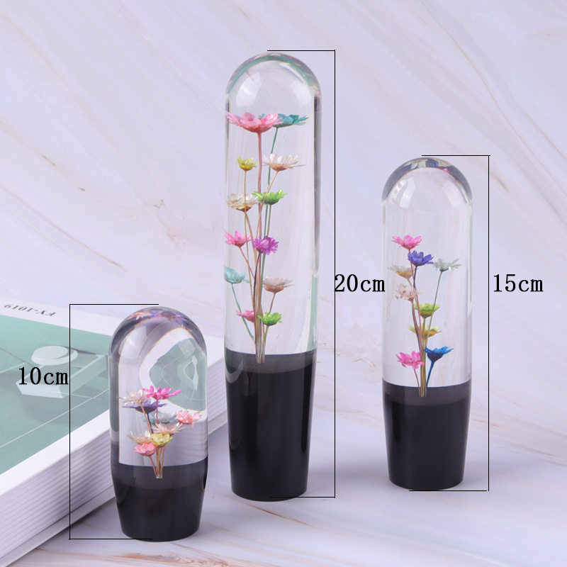 透明树脂花棒排挡头圆形排挡杆汽车改装通用排挡头个性换挡档把