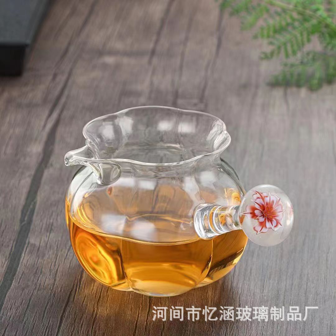 厂家批发星空侧把高端公道杯加厚耐热高硼硅玻璃分茶器瓜公杯