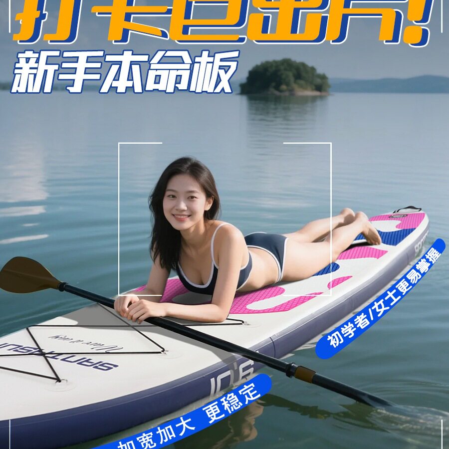充气桨板轻量化水上冲浪板浆板船SUP浆板划水板划桨滑水板成人
