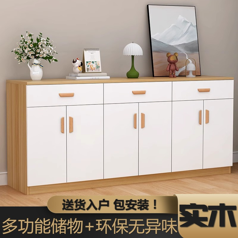 实木带抽屉储物阳台客厅茶水厨房收纳餐边微波炉烤箱带门靠墙Tω