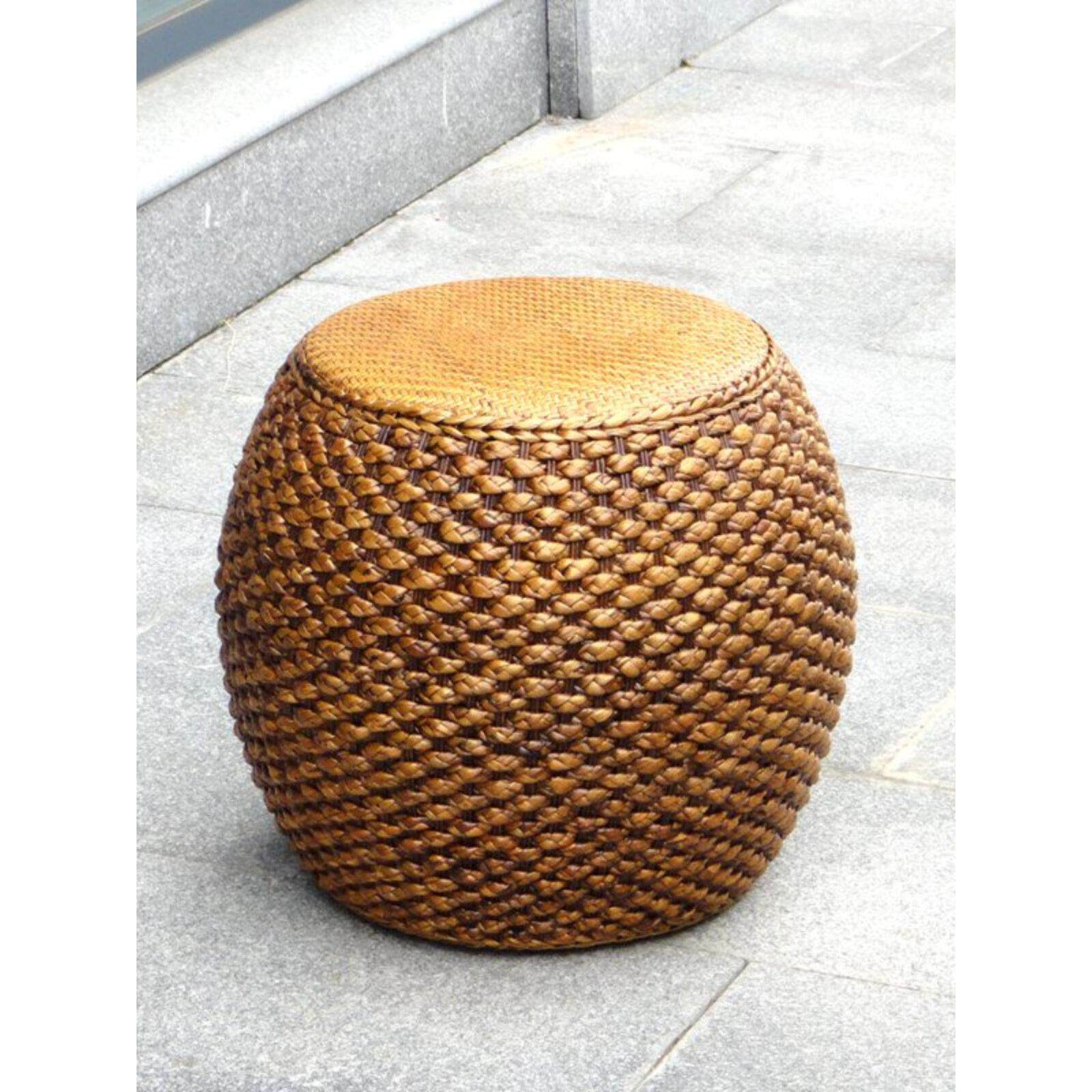 家用小藤凳藤凳圆鼓凳简易沙发凳矮凳靠垫实木换鞋凳休闲坐凳
