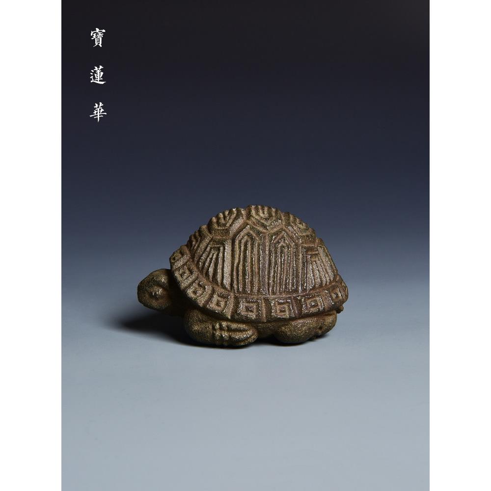 手工雕刻青石万寿龟 石龟茶宠摆件 古典石雕吉祥物石茶宠石手把件