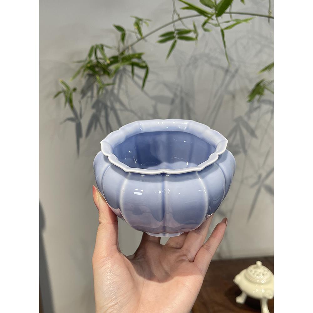 景哲彩釉陶瓷菱形立体向日葵口建水创意洗茶杯洗家用水碗茶具茶渣