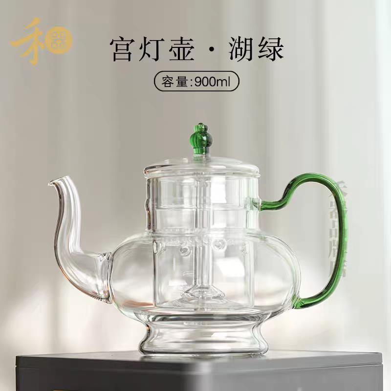 禾器晶彩宫灯壶煮茶壶耐热玻璃茶具黑晶炉用烧水壶老白茶专用高档