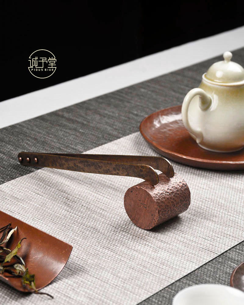 全手工紫铜实心盖置纯铜紫砂茶壶盖托铁壶盖碗盖架创意茶道零配件