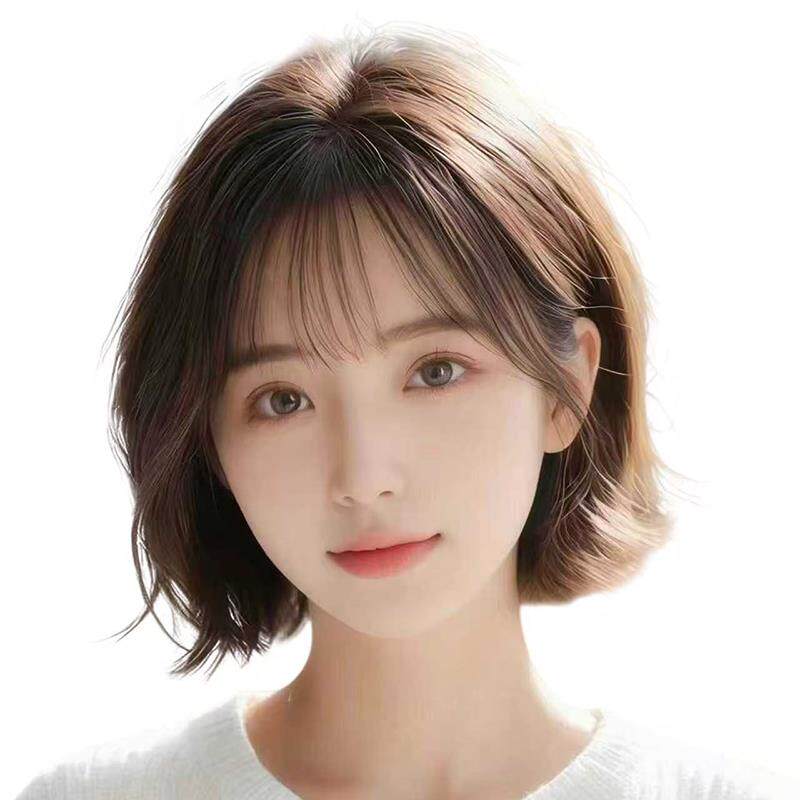 假发女全头套减龄女短发真人发丝外翻翘翘头日常蓬松整顶假发头套