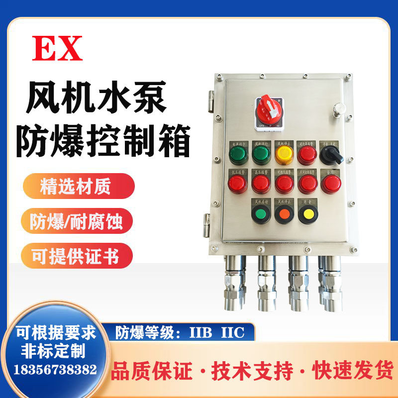 防爆风机控制箱按钮箱 磁力启动器一用一备带液位 防爆配电箱定制