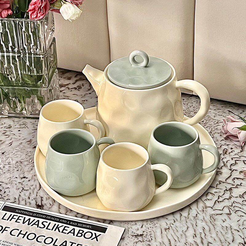 冷水壶家用耐高温陶瓷水具套装客厅茶壶茶杯凉水壶水杯轻奢茶具