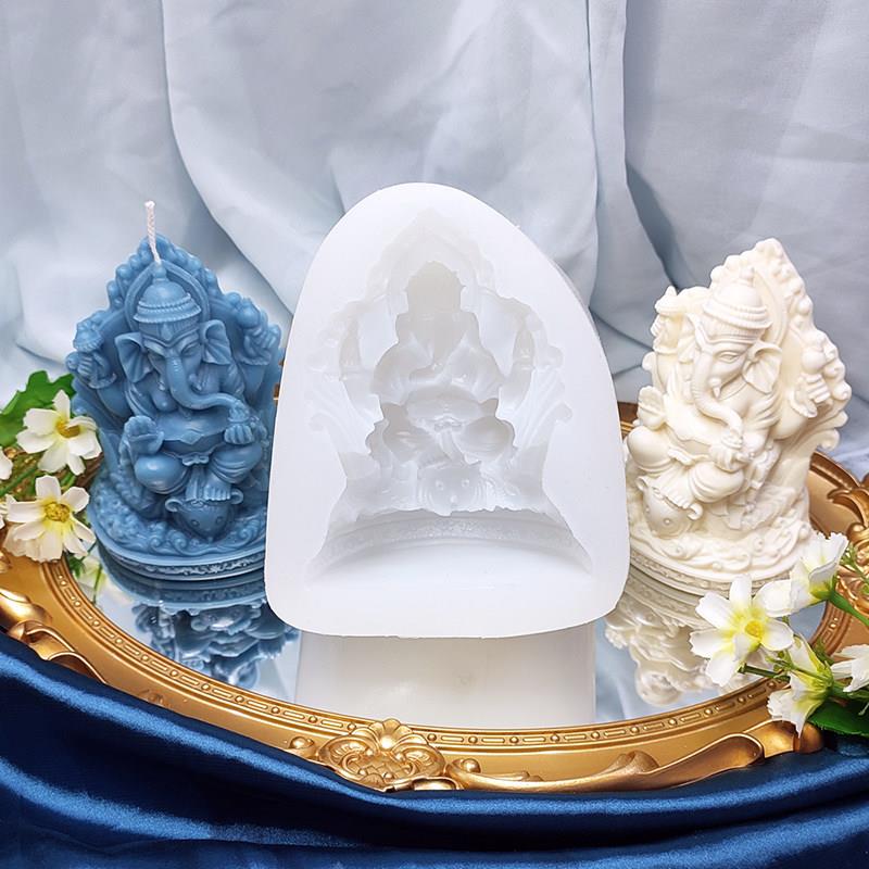 象神像3d立体香薰蜡烛硅胶模具手工石膏香皂滴胶翻糖巧克力矽胶模