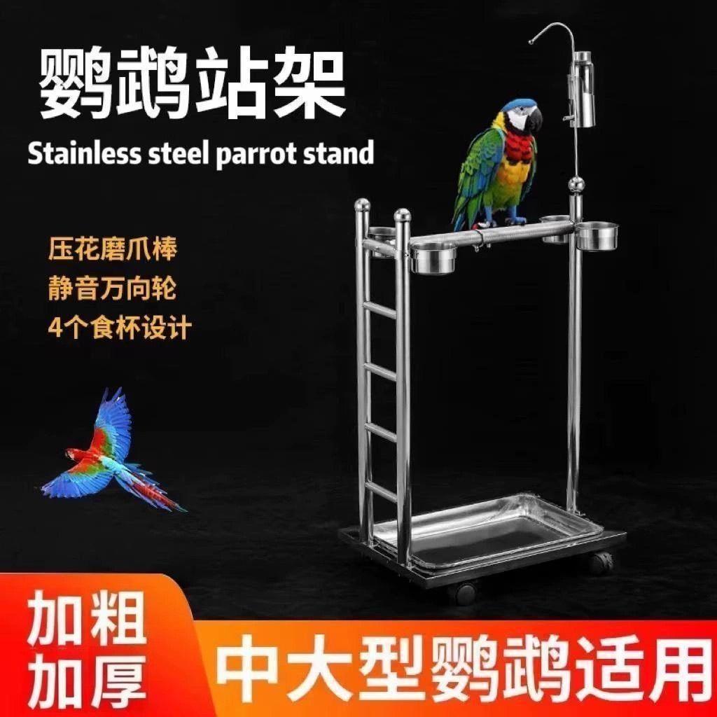 鹦鹉站架不锈钢梯子升降架鸟架子鸟类栖息架站棍灰机金刚鸟站架杆