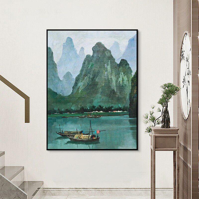吴冠中新中式桂林山水风景名画临摹玄关装饰画茶室书房客厅挂画