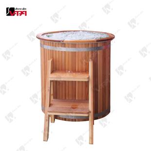 进口松木圆形冷水浴缸 PP内胆 1人使用 新款 桑拿冷水浴桶浴缸
