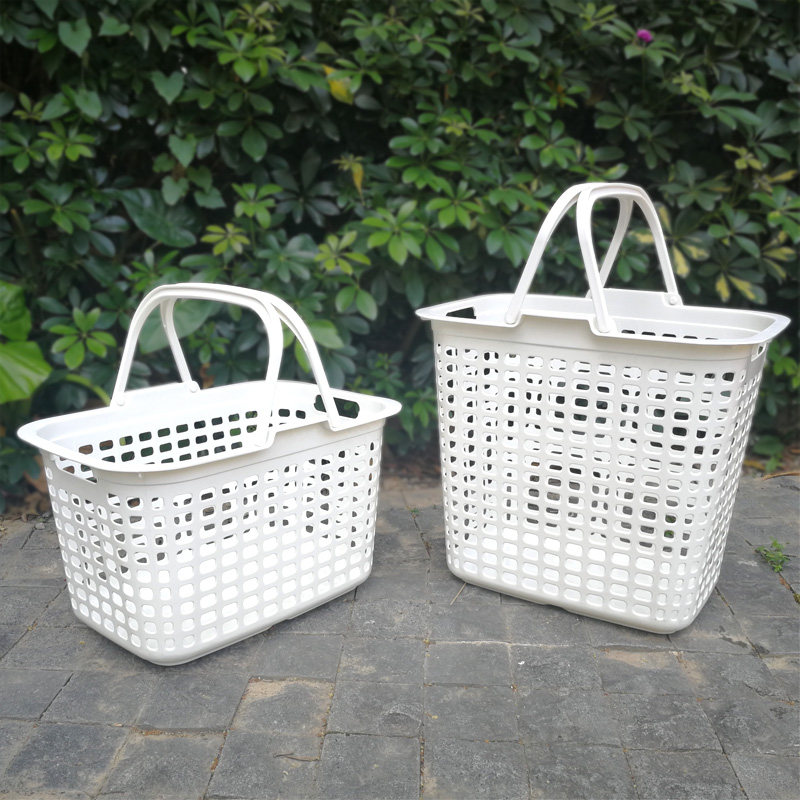 超市购物篮手提篮拉杆带轮塑料买菜篮子家用购物蓝便利店小收纳篮