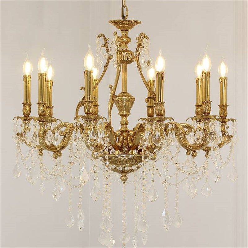法式全铜吊灯欧式别墅奢华水晶客厅复古创意个性餐厅卧室灯具