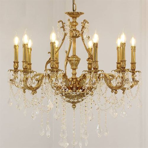 法式全铜吊灯欧式别墅奢华水晶客厅复古创意个性餐厅卧室灯具