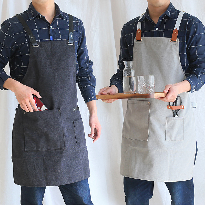 韩版时尚餐厅烘焙男女家用厨房围裙咖啡师理发造型工作服定制LOGO