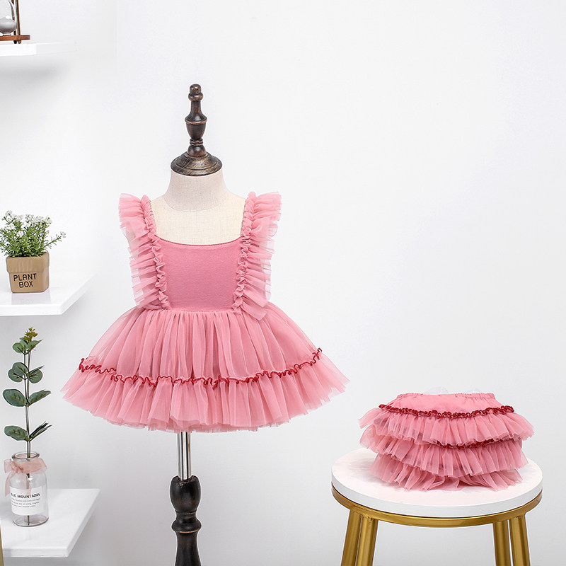 女童超洋气套装婴儿生日软纱公主裙周岁礼服女宝宝蓬蓬纱连衣裙夏