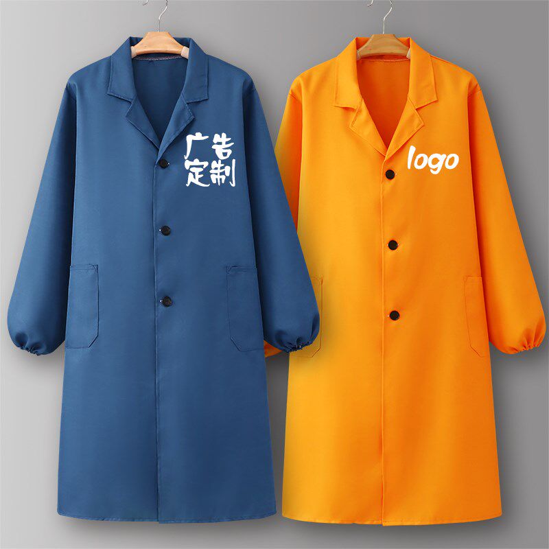 劳保围裙仓管罩衣女新款长袖防污工作服做饭外套工厂定制加大护衣