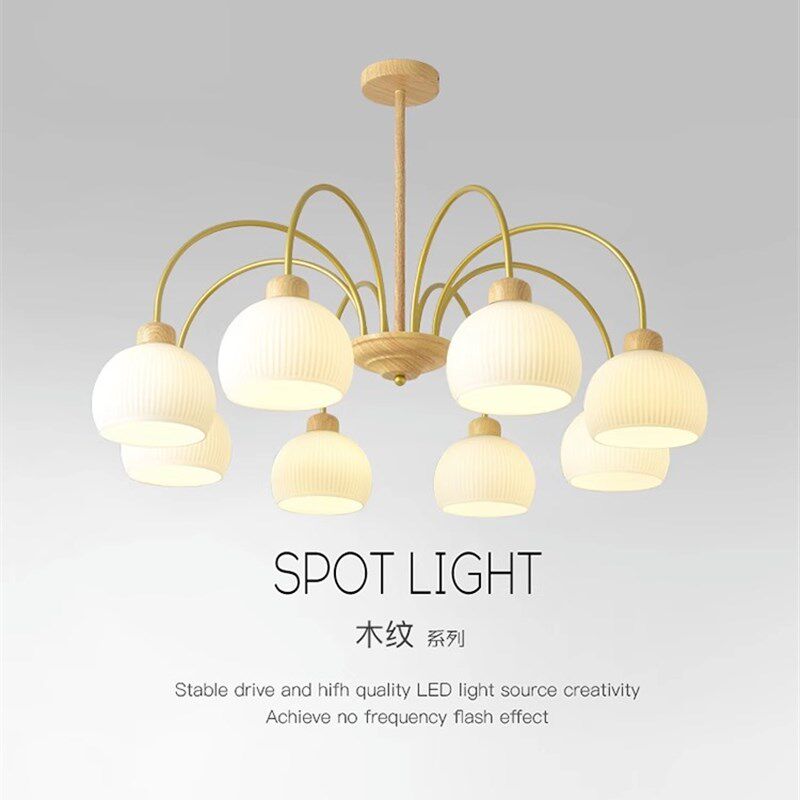 卧室灯南瓜吊灯小清新客厅灯具简约现代温馨法式奶油风原木房间灯