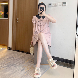 胖mm 宽松显瘦中长裙洋气减龄裙子大码 设计感短袖 连衣裙女2025夏季