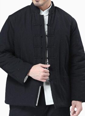 冬季纯棉花老粗布唐装加厚棉袄中老年男士保暖棉衣中式棉服中国风