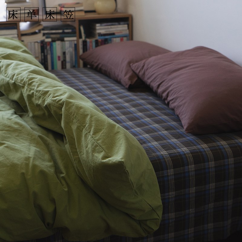 床单单件丨色织非印染丨全棉纯棉床笠水洗棉床套格子床罩双人被单