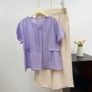 中老年女装 时尚 新款 妈妈夏装 新中式 上下套装 上衣奶奶装 两件套 短袖