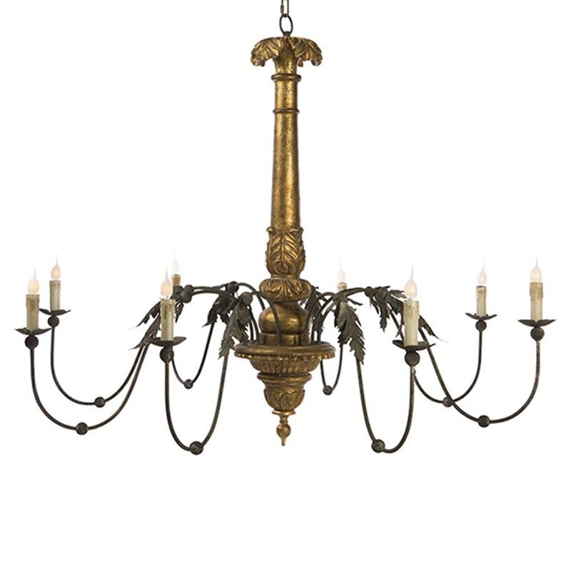 法式乡村复古木质手工雕刻金箔做旧别墅客厅餐厅卧室民宿装饰吊灯