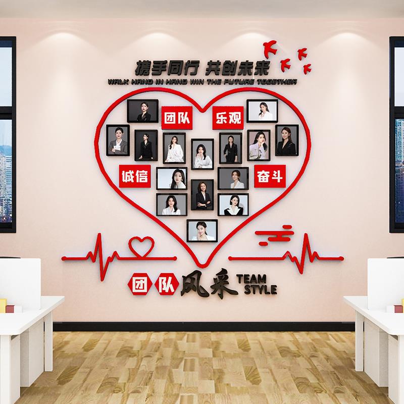 企业文化办公室墙面装饰激励志公司员工团队风采荣誉展示照片墙贴