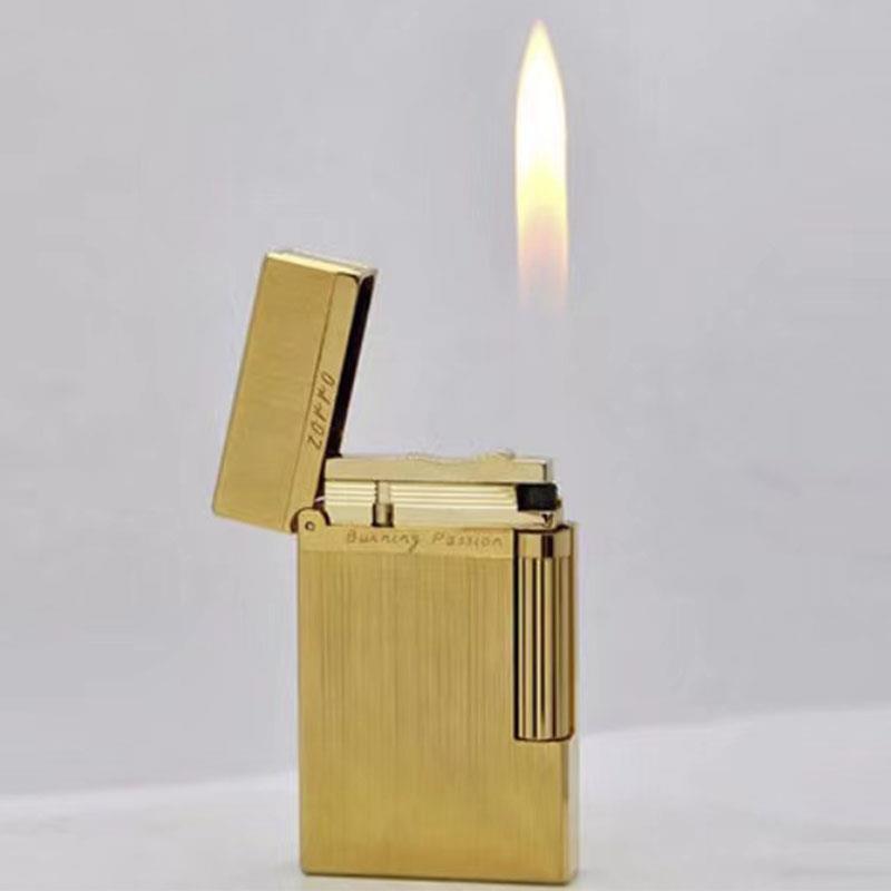 zorro正品佐罗首领侧滑朗声充气打火机黄铜金属高端耐用定制刻字