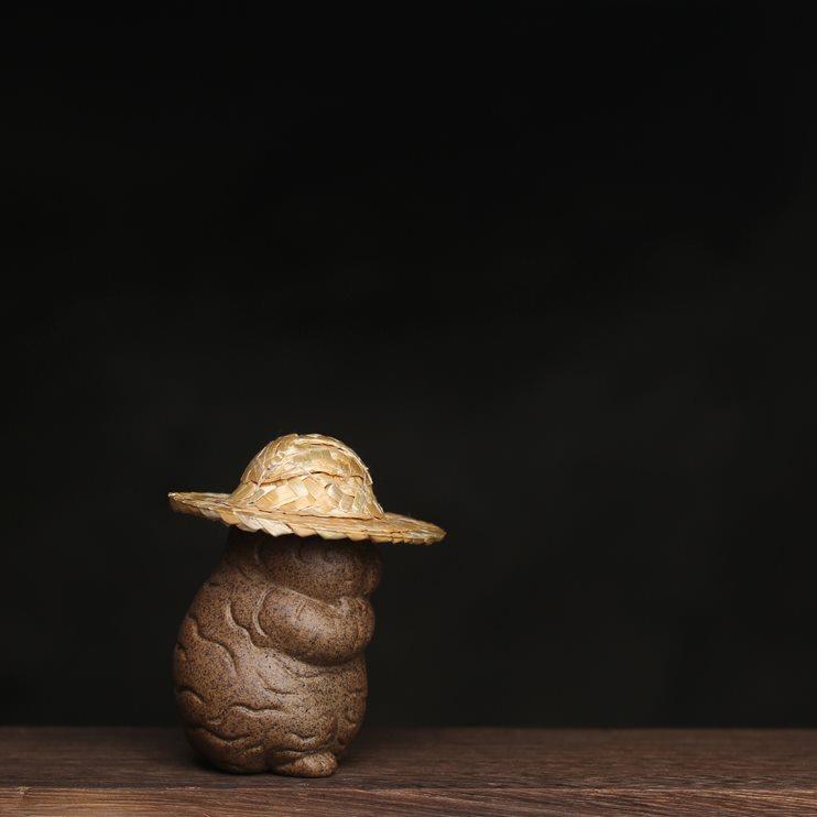 胖虎很生气创意小摆件茶桌小茶宠茶玩壶盖置粗陶老虎个性有趣卡通